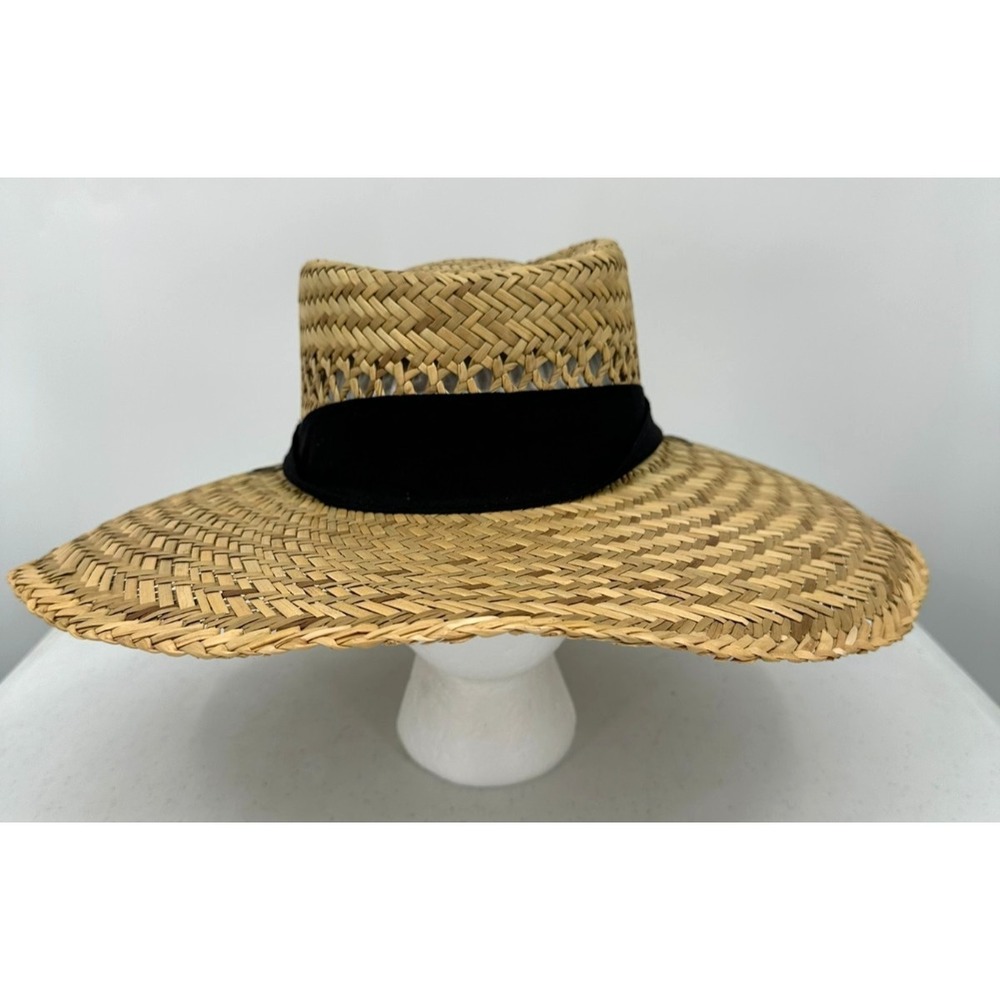 Dorfman Pacific Women's Straw Fedora Hat Black Ribbon Band Wide Brim Summer Sun - Picture 4 of 15